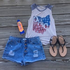 Ripped High Waisted Forever 21 Denim Shorts